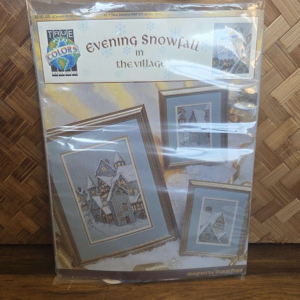 True Colors Evening Snowfall in the Village Cross Stitch Pattern Floss BCL-10077
